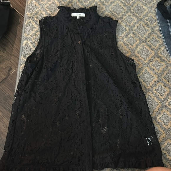 Black lace button down shirt - Picture 1 of 3
